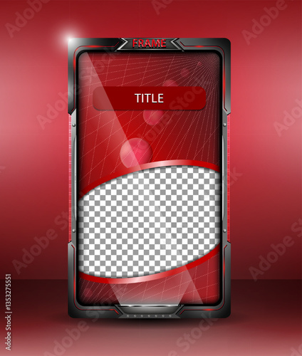 Layout vermelho para story em moldura futurista