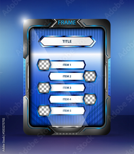 Layout azul em moldura futurista