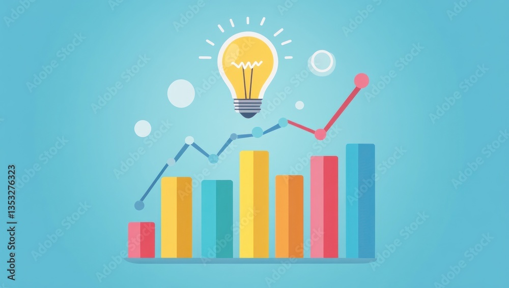 Growth chart with lightbulb, representing innovation and progress Growth chart with lightbulb, representing innovation and progress