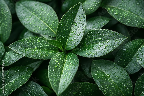 Fresh Dew-Kissed Leaves.