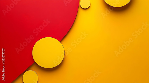 Abstract Geometric Design With Red And Yellow Circles