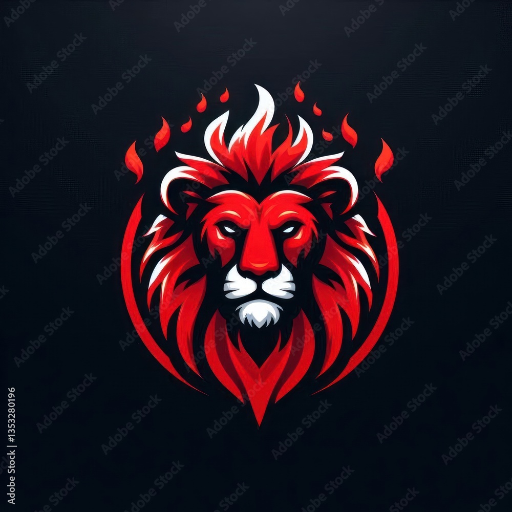Fototapeta premium Fiery Lion Head Logo Design. (2)