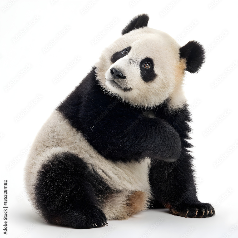Fototapeta premium Giant panda bear sitting in beautiful pose
