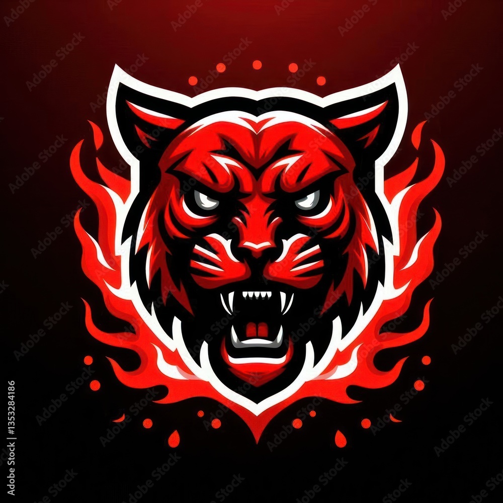 Obraz premium Fiery Tiger Head Logo Design. (1)