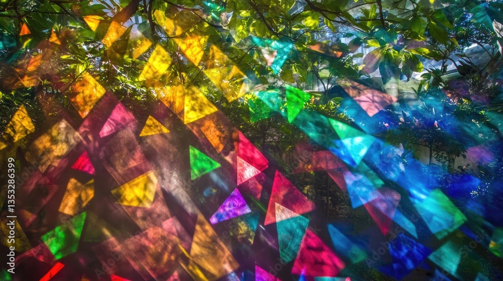 Fototapeta premium A mesmerizing display of prismatic light reflecting through a crystal, creating a colorful spectrum.