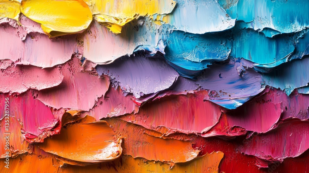 Fototapeta premium Vibrant impasto oil paint texture background.
