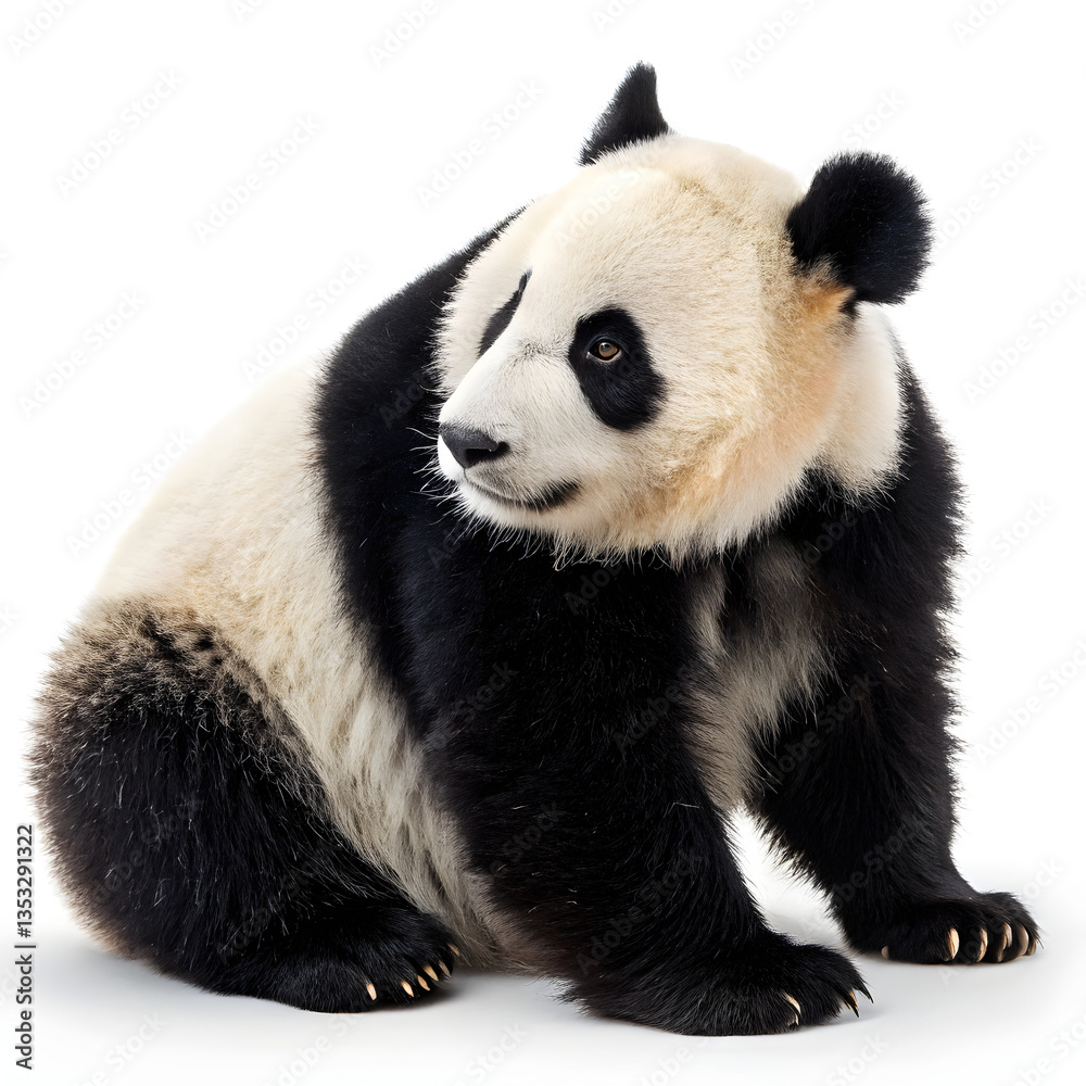 Giant panda bear sitting in beautiful pose