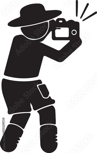 An illustration of a stickman hunting nature photos