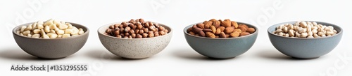 Assorted Nuts and Beans in Bowls