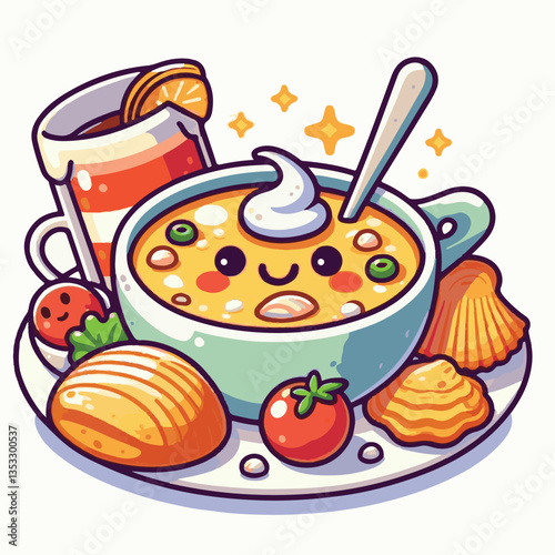 food, delicious, chowder, bowl, soup, clam, seafood, dinner, potato, meal, gourmet, cream, creamy, healthy, lunch, shellfish, fresh, cuisine, parsley, spoon, dish, milk, white, bread, hot, american, b