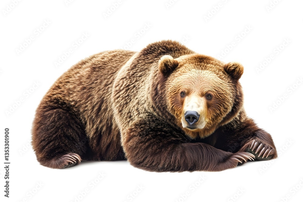 Obraz premium Big brown bear isolated on white background