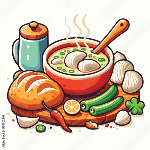 food, delicious, chowder, bowl, soup, clam, seafood, dinner, potato, meal, gourmet, cream, creamy, healthy, lunch, shellfish, fresh, cuisine, parsley, spoon, dish, milk, white, bread, hot, american, b