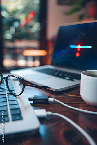 Engaging Tech Update in Progress Featuring a Modern Keyboard and Laptop