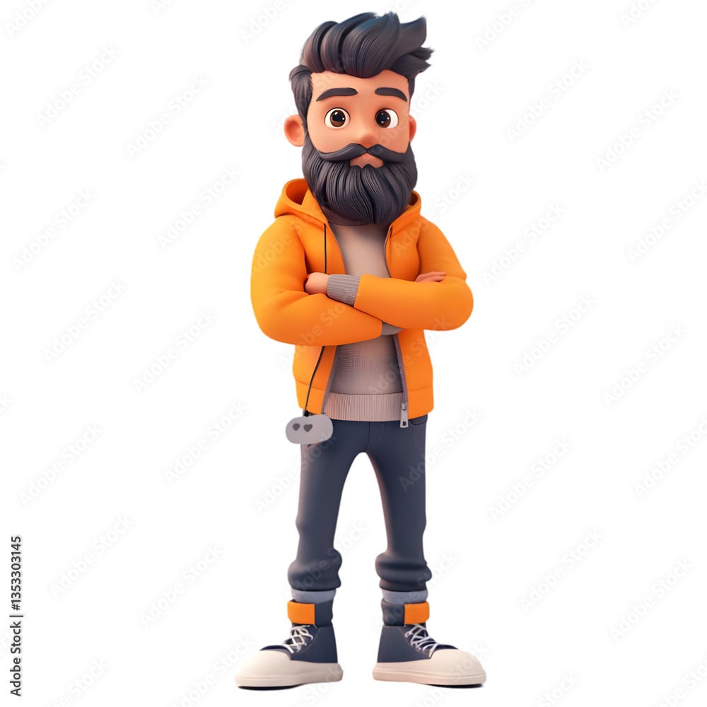 Cartoon Character Man In Orange Hoodie And Jeans Cartoon Character Man In Orange Hoodie And Jeans