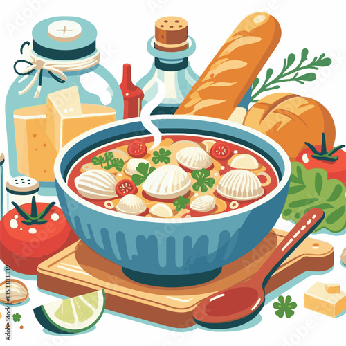 food, delicious, chowder, bowl, soup, clam, seafood, dinner, potato, meal, gourmet, cream, creamy, healthy, lunch, shellfish, fresh, cuisine, parsley, spoon, dish, milk, white, bread, hot, american, b