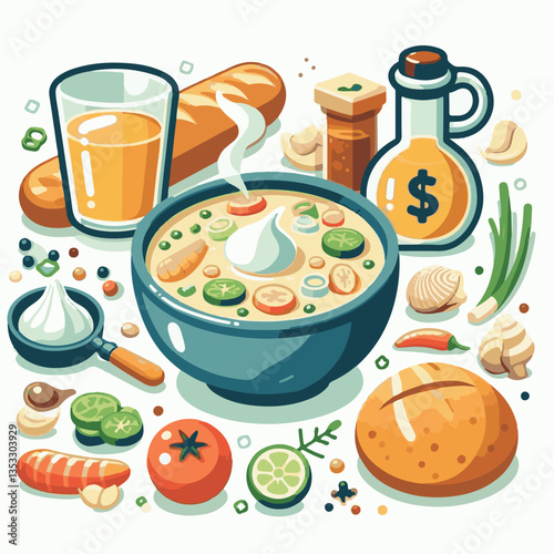 food, delicious, chowder, bowl, soup, clam, seafood, dinner, potato, meal, gourmet, cream, creamy, healthy, lunch, shellfish, fresh, cuisine, parsley, spoon, dish, milk, white, bread, hot, american, b