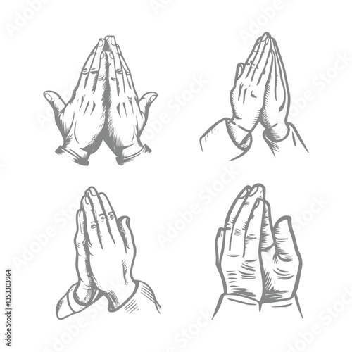 Various Praying Hands Vector Design Collection