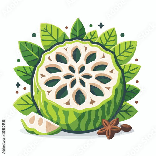cherimoya, green, fruit, fresh, food, ripe, exotic, sweet, tropical, organic, custard, background, healthy, raw, annona, white, custard apple, delicious, tasty, isolated, dessert, seed, half, chirimoy
