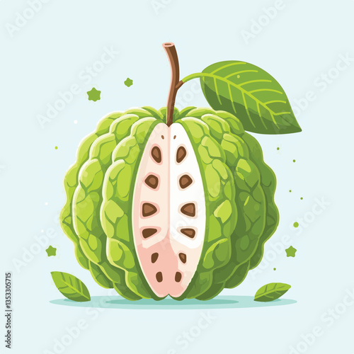 cherimoya, green, fruit, fresh, food, ripe, exotic, sweet, tropical, organic, custard, background, healthy, raw, annona, white, custard apple, delicious, tasty, isolated, dessert, seed, half, chirimoy