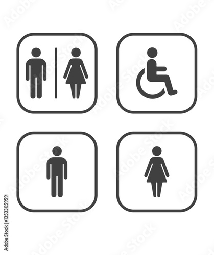 Toilet signs vector icons stock illustration, Restroom Man and Woman symbol stock illustration