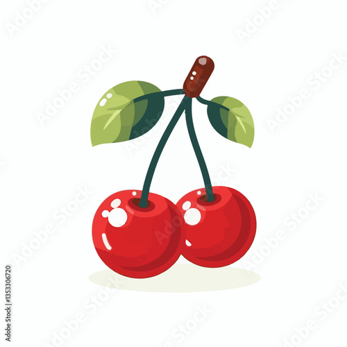 cherry, red, berry, sweet, fruit, cherries, food, juicy, fresh, leaf, organic, illustration, isolated, background, vector, summer, natural, nature, delicious, cute, art, green, set, design, ripe, dess