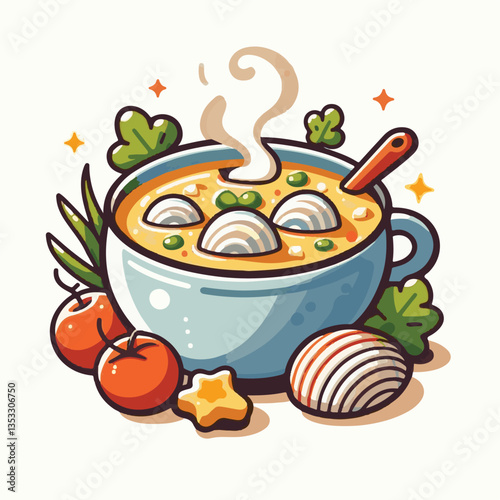 food, delicious, chowder, bowl, soup, clam, seafood, dinner, potato, meal, gourmet, cream, creamy, healthy, lunch, shellfish, fresh, cuisine, parsley, spoon, dish, milk, white, bread, hot, american, b