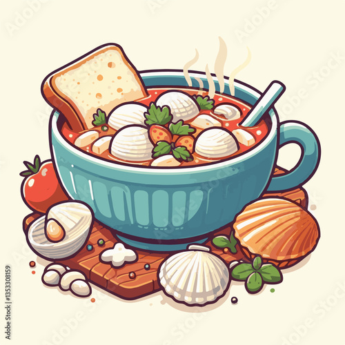 food, delicious, chowder, bowl, soup, clam, seafood, dinner, potato, meal, gourmet, cream, creamy, healthy, lunch, shellfish, fresh, cuisine, parsley, spoon, dish, milk, white, bread, hot, american, b