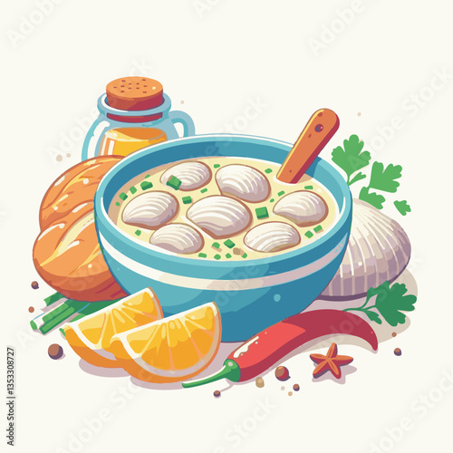 food, delicious, chowder, bowl, soup, clam, seafood, dinner, potato, meal, gourmet, cream, creamy, healthy, lunch, shellfish, fresh, cuisine, parsley, spoon, dish, milk, white, bread, hot, american, b