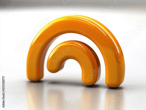 Minimalist glossy yellow-orange RSS icon design in modern style
