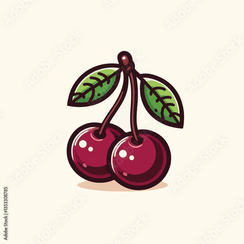 cherry, red, berry, sweet, fruit, cherries, food, juicy, fresh, leaf, organic, illustration, isolated, background, vector, summer, natural, nature, delicious, cute, art, green, set, design, ripe, dess