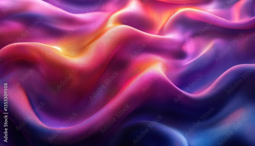 Obraz premium Futuristic Abstract Fabric Design with Iridescent Neon Colors and Fluid Textures