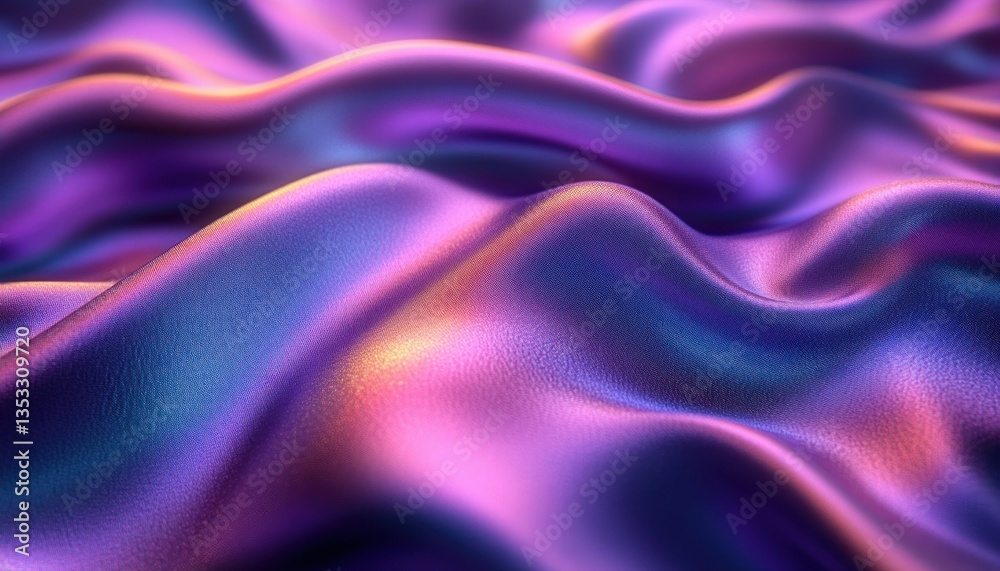 Obraz premium Futuristic Abstract Fabric Design with Iridescent Neon Colors and Fluid Textures