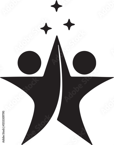 The illustration shows two stickmen joining together to form a star