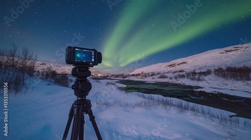 Capturing the ethereal aurora borealis in a frozen scandinavian landscape