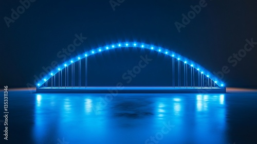 Abstract Blue Neon Arch with Reflections  Modern and Minimalist Design