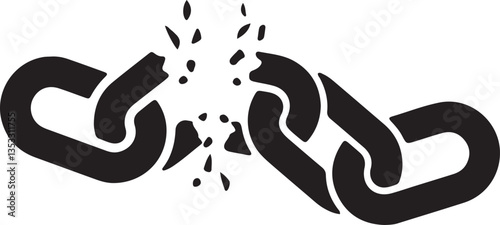 The illustration shows a broken chain