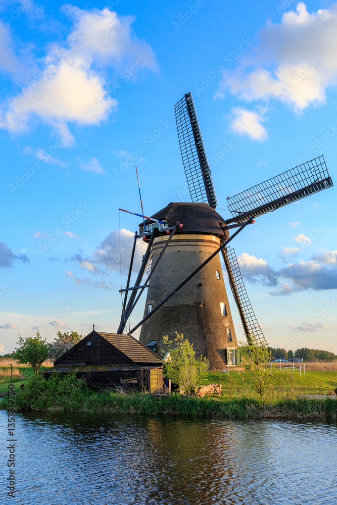 Europe,Netherlands, Holland. Windmills and canals near Alkmaar.