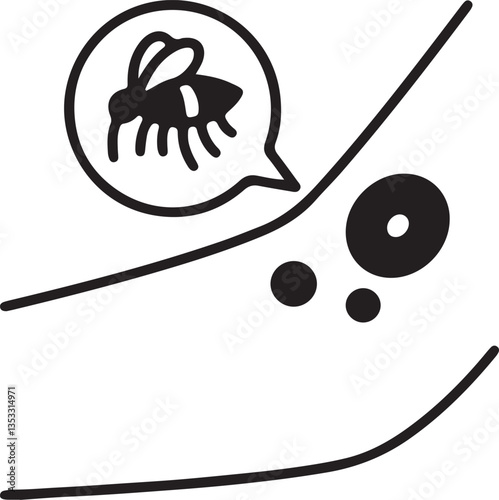 The illustration shows a hand at the elbow being bitten by a mosquito