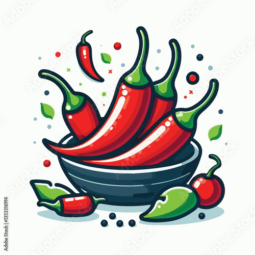 food, red, chili, hot, spicy, spice, pepper, vegetable, chilli, fresh, isolated, vector, background, ingredient, mexican, cuisine, organic, cooking, cayenne, taste, heat, flavor, healthy, white, papri