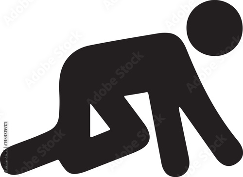 The illustration shows a stickman crawling while walking