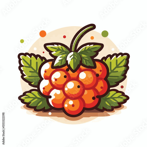 berry, cloudberry, food, natural, nature, healthy, fresh, background, organic, isolated, ripe, juicy, fruit, summer, illustration, orange, green, sweet, vitamin, leaf, nordic, plant, red, forest, tast