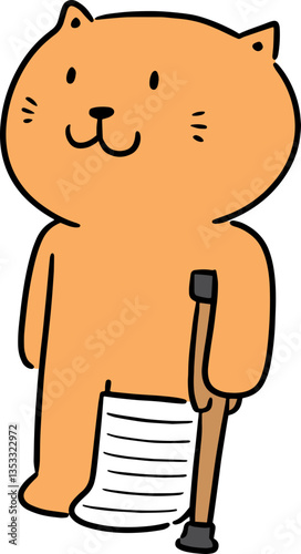 Illustration of cat using orthopedic cast
