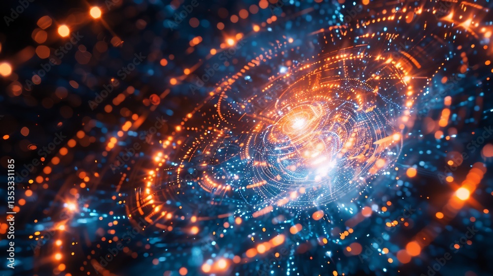 Obraz premium Blueprint style conceptual depiction of AI driven financial planning where predictive analytics form radiant glowing cluster of wealth building strategies