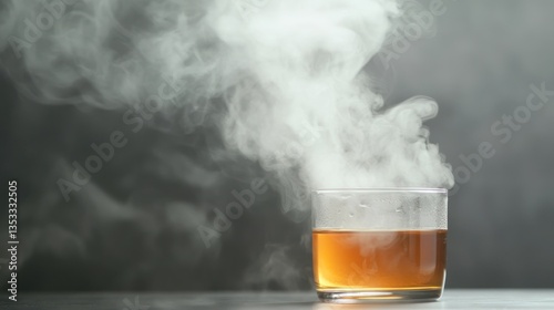 Obraz na płótnie Steam rising from the surface of a hot cup of tea in a humid room w salonie
