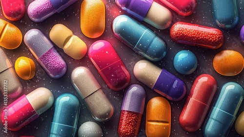 Medication Capsules and Pills Vibrant Colorful Variety for Health and Wellness