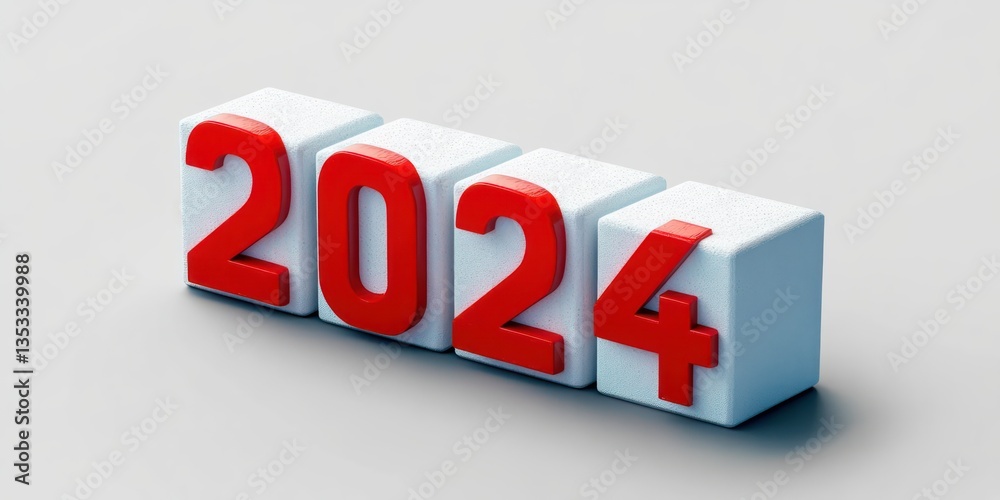 2025 New Year Celebration with White Cubes and Red Numbers 2025 New Year Celebration with White Cubes and Red Numbers