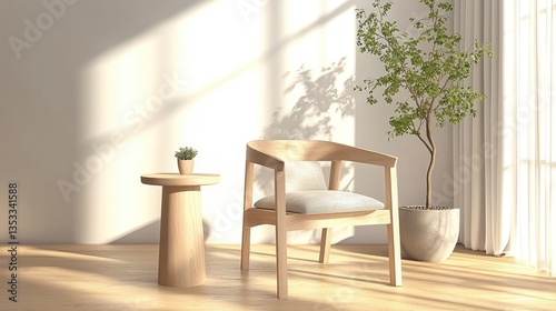 Scandinavian-style cozy seating nook with natural light modern interior design inviting ambiance