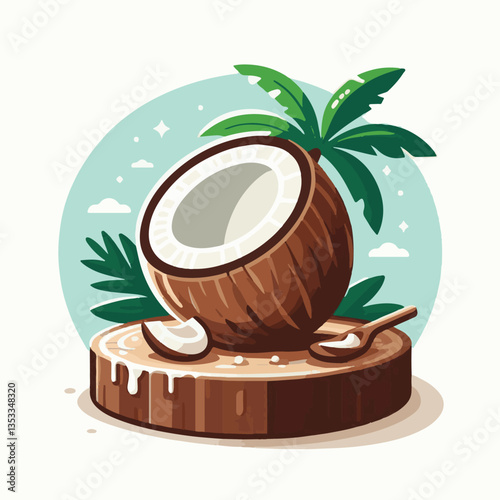 coconut, exotic, tropical, palm, isolated, food, background, fresh, leaf, cut, half, brown, coco, nature, nut, healthy, natural, fruit, white, ingredient, diet, piece, milk, shell, break, green, organ