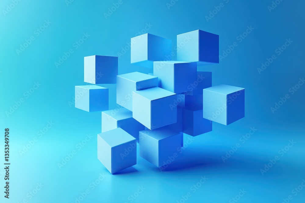 Geometric Background 3D Blocks Modern Abstract Design in Blue Geometric Background 3D Blocks Modern Abstract Design in Blue