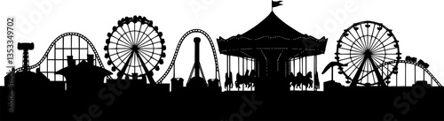 Fun Park Carousel Silhouette Vector
